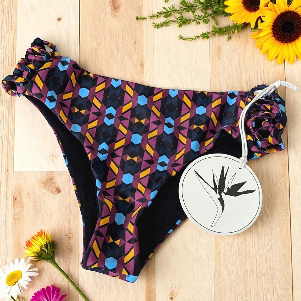 BYRDS Of PARADISE New graphic print swim bikini bottoms NEW Small